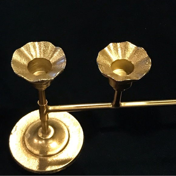 Antiqued Metal Taper Ruffled Candelabra Brass Finish - Hearth & Hand - Picture 9 of 11